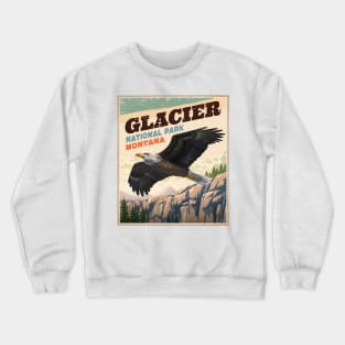 Glacier National Park Bold Eagle Vintage Look Crewneck Sweatshirt